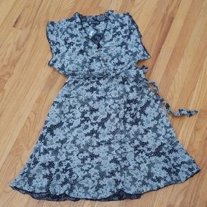 Navy and white ruffle dress